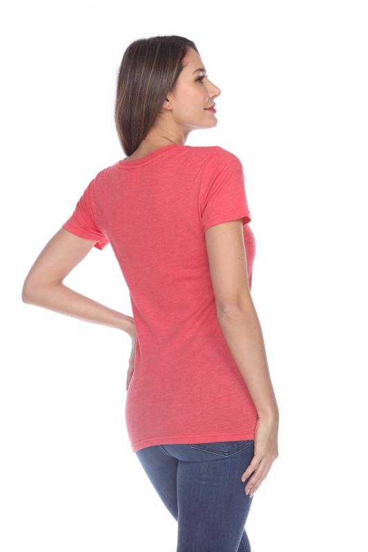 3203 Junior's Tri Blend Short Sleeve Deep V-Neck Tee