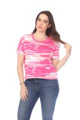 3216C Junior's Camo Print Rolled Cuff Short Sleeve Boxy Tee