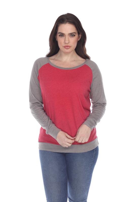 3102 Junior's Cotton Poly Contrast Raglan Long Sleeve Pullover