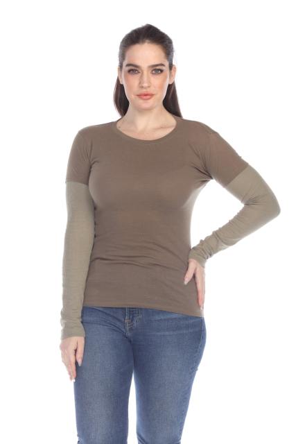4160 Junior's Long Sleeve Jersey/Thermal 2-fer