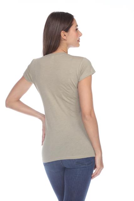 3000 Junior's Cap Sleeve CVC Blended Crew Neck Tee