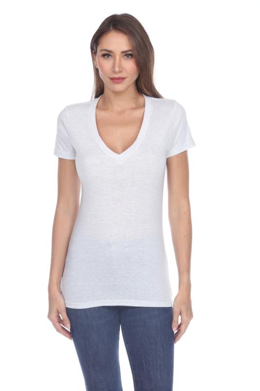 3203 Junior's Tri Blend Short Sleeve Deep V-Neck Tee