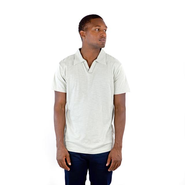 6551 Men's Non-Button Placket Cotton Slub Polo