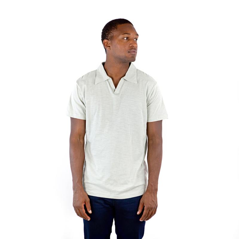 6551 Men's Non-Button Placket Cotton Slub Polo