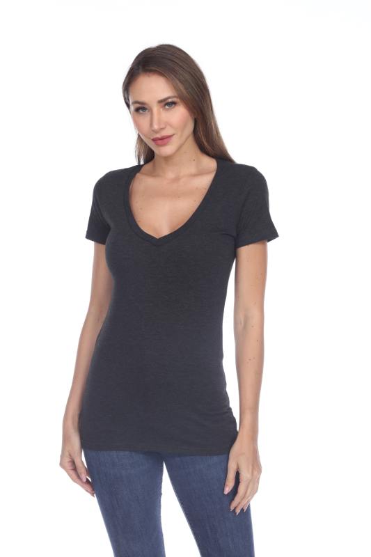 3203 Junior's Tri Blend Short Sleeve Deep V-Neck Tee