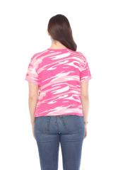 3216C Junior's Camo Print Rolled Cuff Short Sleeve Boxy Tee