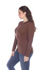 6101 Junior's Long Sleeve Waffle Thermal Hoodie