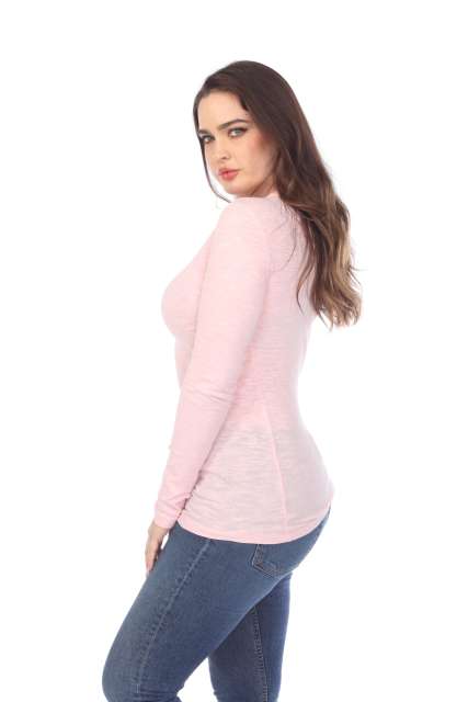 6150 Junior's Long Sleeve Cotton Slub Crewneck Tee