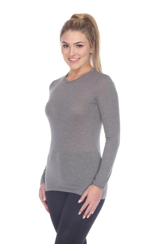 3804 Junior's Poly Linen Long Sleeve Crewneck Tee