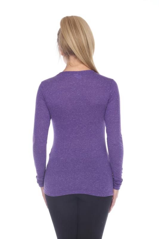 3804 Junior's Poly Linen Long Sleeve Crewneck Tee
