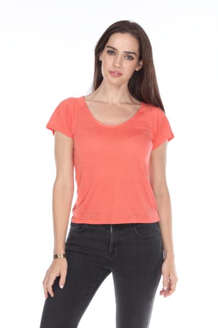 3401 Junior's Poly Rayon Slub Short Sleeve Boxy Tee