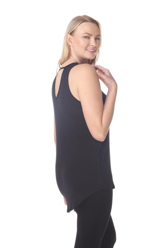7312 Ladies Modal Blend Casual Open V Back Tank Top