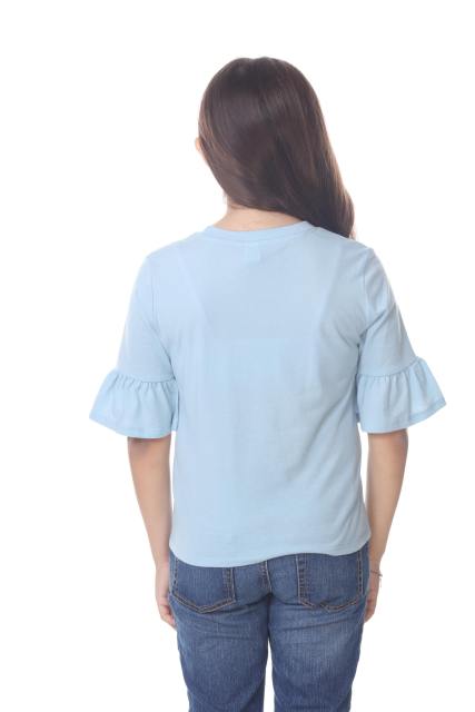 9019 Girls Ruffle Sleeve Round Neck Tee