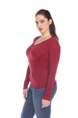1103 Junior's Long Sleeve Tear Drop V-Neck Tee