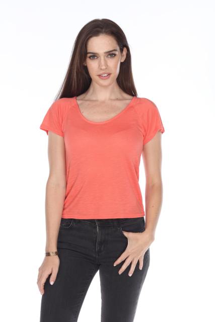 3401 Junior's Poly Rayon Slub Short Sleeve Boxy Tee