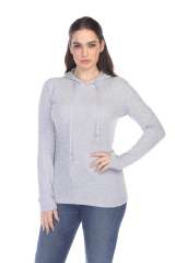 6101 Junior's Long Sleeve Waffle Thermal Hoodie