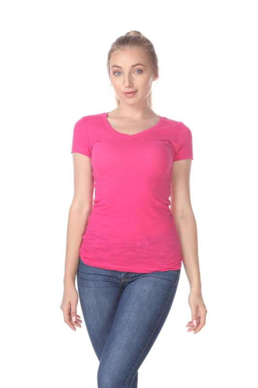 6053 Juniors Cap Sleeve Cotton Slub Tee