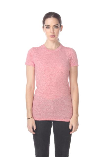 3800 Junior's Short Sleeve Poly Linen Crew Neck Tee