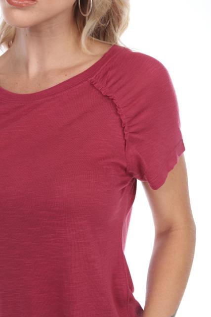 3402 Junior's Shirred Raglan Short Sleeve Tee