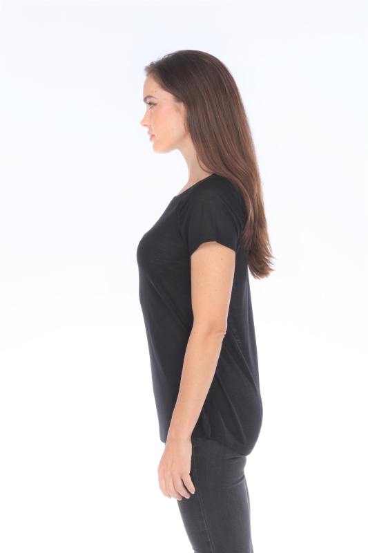 3402 Junior's Poly Rayon Slub Short Sleeve Shirred Raglan