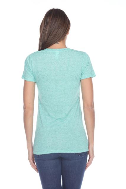 3803 Junior's Short Sleeve Poly Linen Deep V Neck Tee