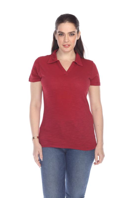 6052 Junior's Cotton Slub Short Sleeve Polo