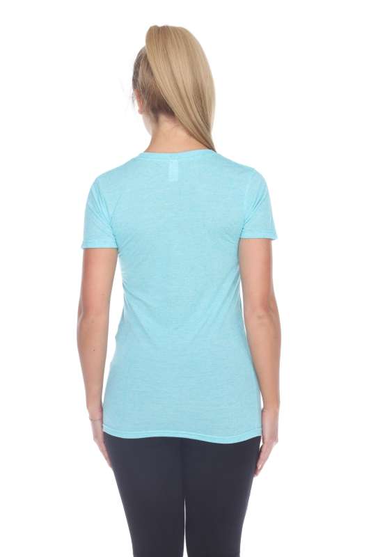 3803 Junior's Short Sleeve Poly Linen Deep V Neck Tee