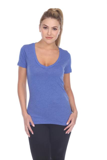 3203 Junior's Tri Blend Short Sleeve Deep V-Neck Tee