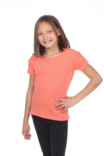 9012 Girl's Puff Sleeve Crew Tee