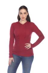 6101 Junior's Long Sleeve Waffle Thermal Hoodie