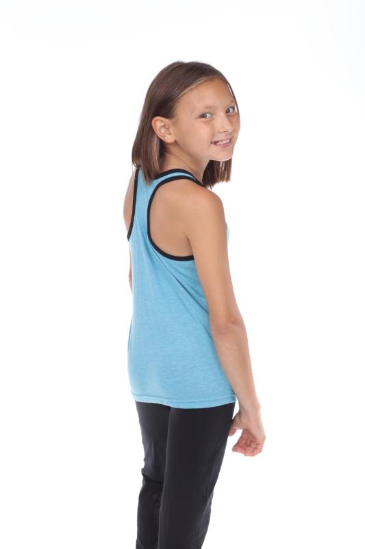 9207 Girls Tri Blend Contrast Racerback Tank