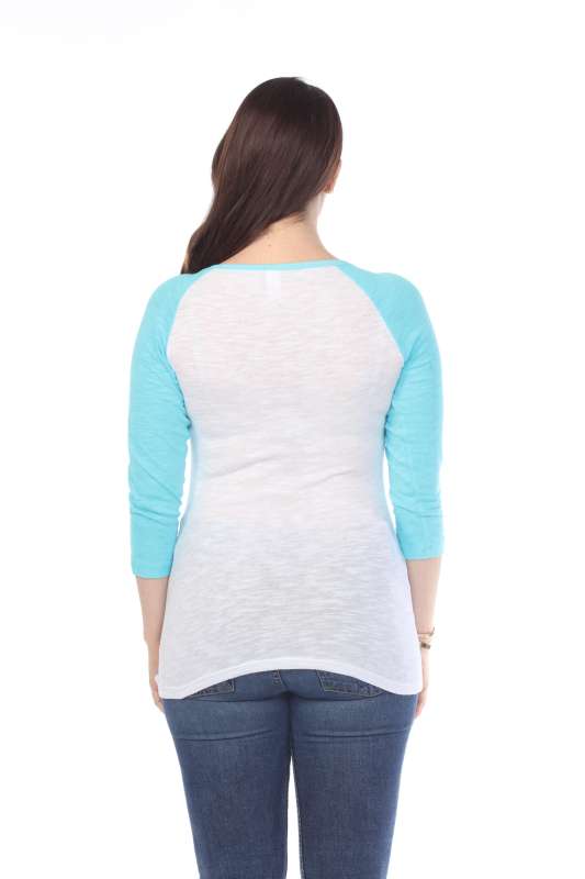 6054 Juniors Boat Neck 3/4 Sleeve Cotton Slub Raglan