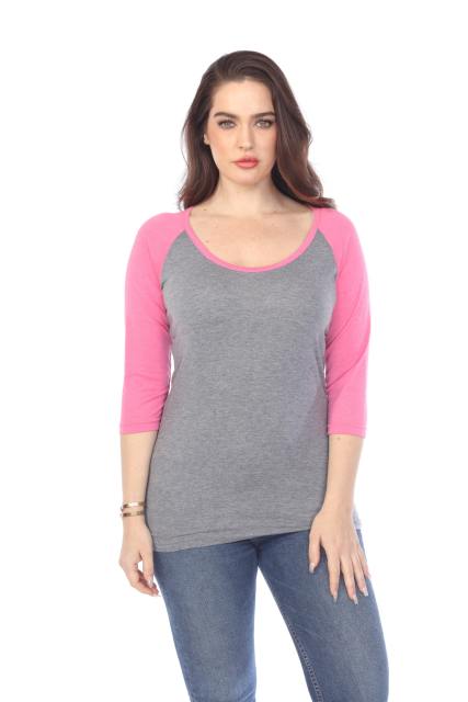 3206 Junior's Tri Blend 3/4 Contrast Sleeve Raglan