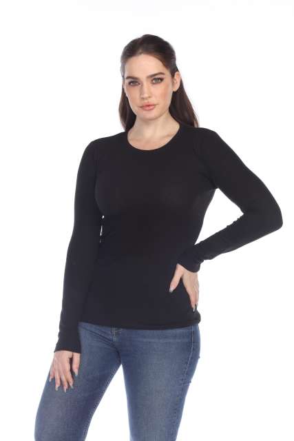 6100 Junior's Long Sleeve Thermal Crew Neck Tee