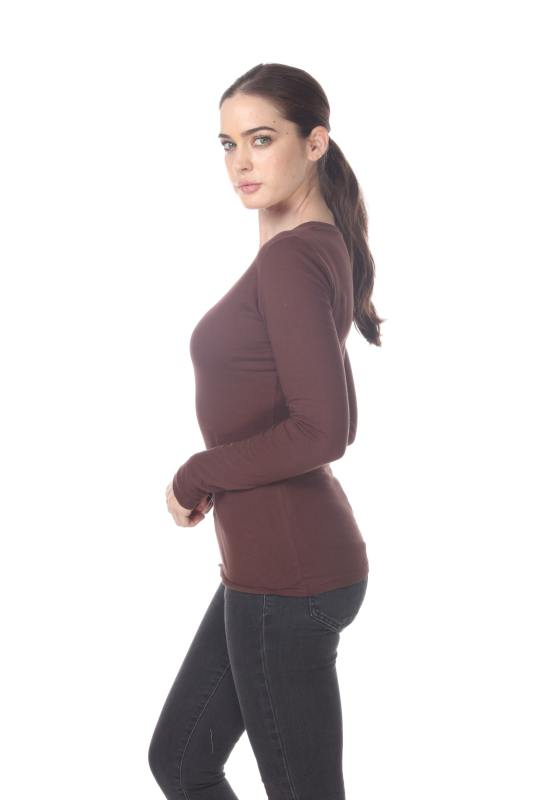 1103 Junior's Long Sleeve Tear Drop V-Neck Tee