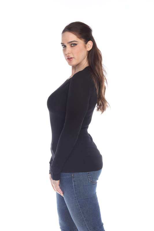6100 Junior's Long Sleeve Thermal Crew Neck Tee