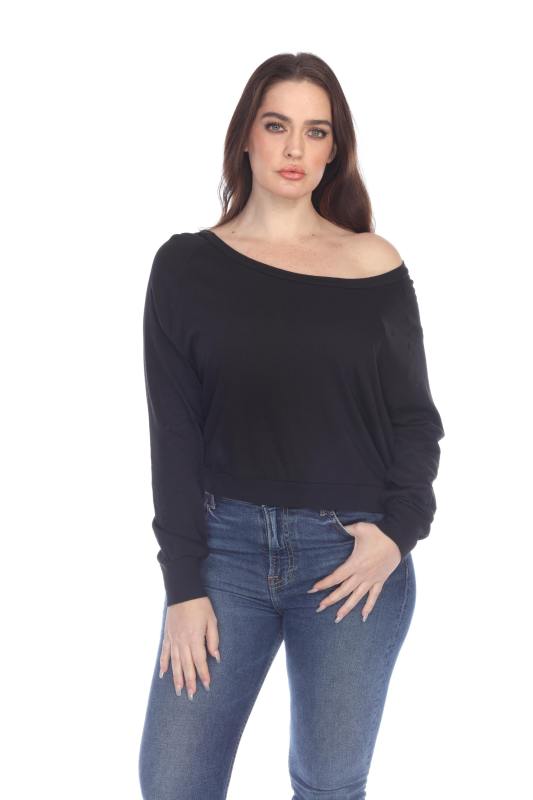 3904 Junior's Bamboo Blend Crop Long Sleeve Pullover