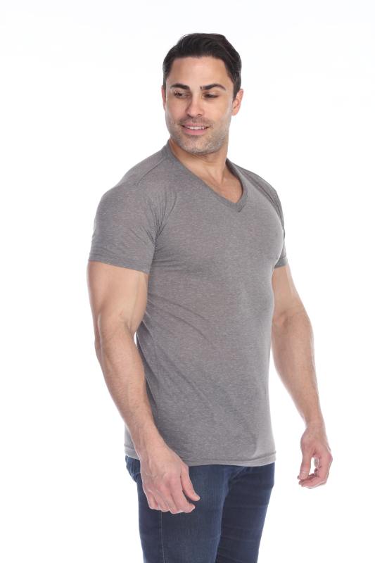 3702 Men's Poly Linen Blend V-Neck Tee