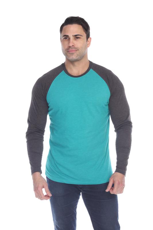 3701 Men's Long Sleeve CVC Blended Crew Neck Raglan
