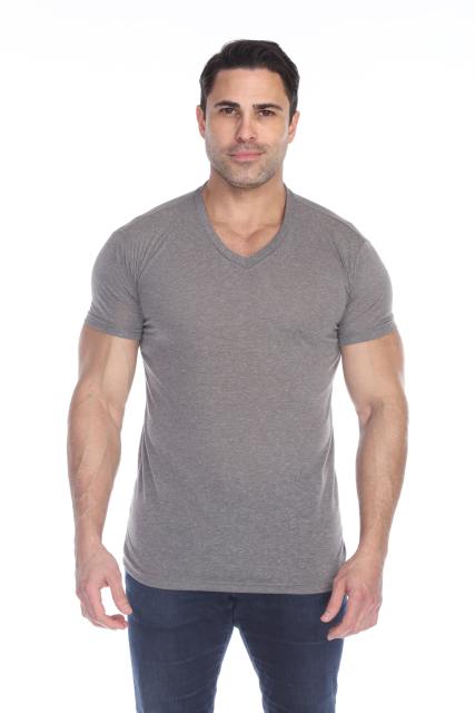 3702 Men's Poly Linen Blend V-Neck Tee