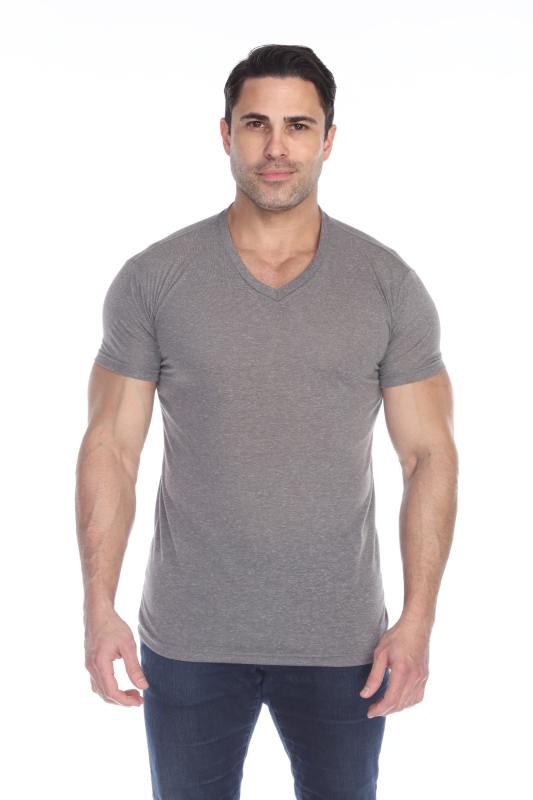 3702 Men's Poly Linen Blend V-Neck Tee