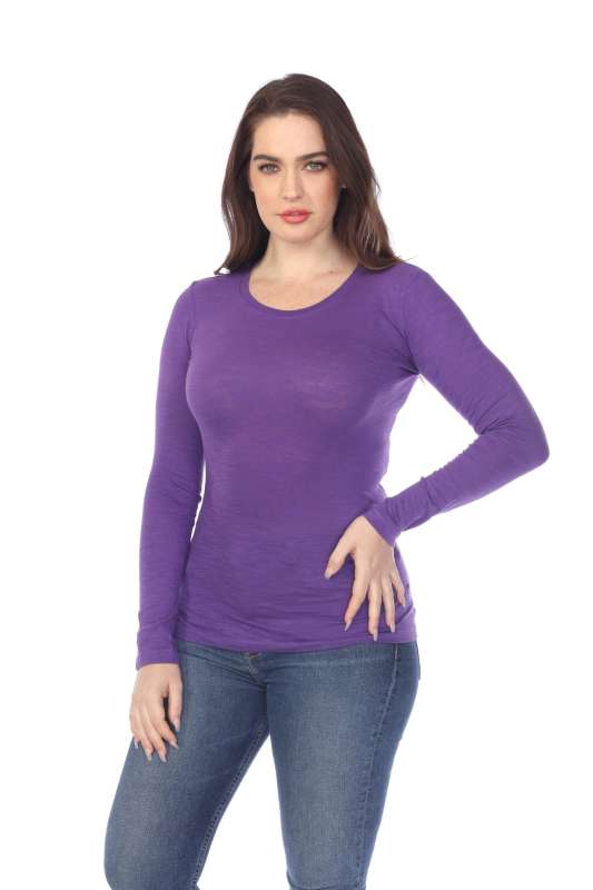 6150 Junior's Long Sleeve Cotton Slub Crewneck Tee