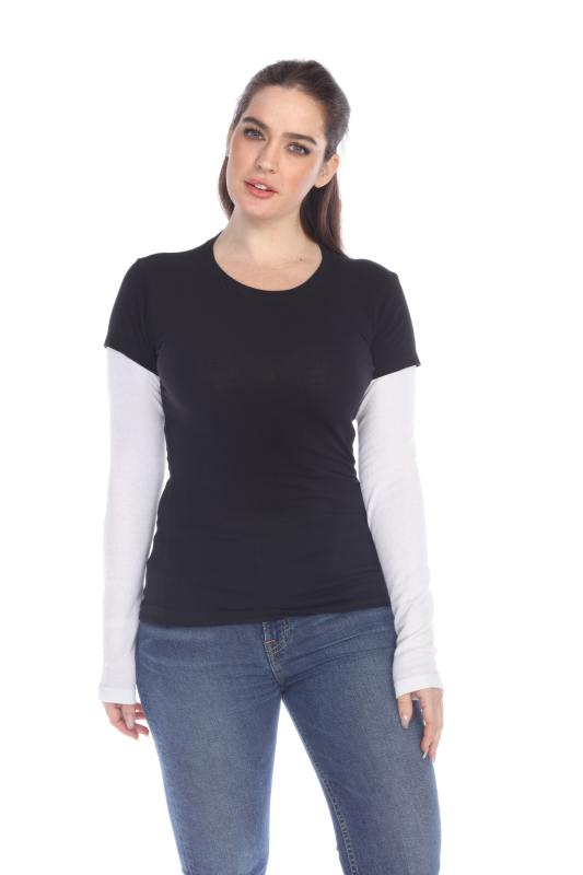 4160 Junior's Long Sleeve Jersey/Thermal 2-fer