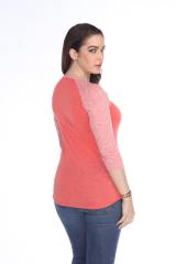 3454 Junior's Poly Rayon Slub Scoop Neck 3/4 Sleeve Raglan