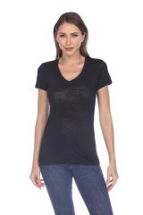 3503 Junior's Burnout V Neck Tee