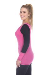 3101 Junior's Cotton Poly Blend Body with Black Thermal Long Sleeve Tee