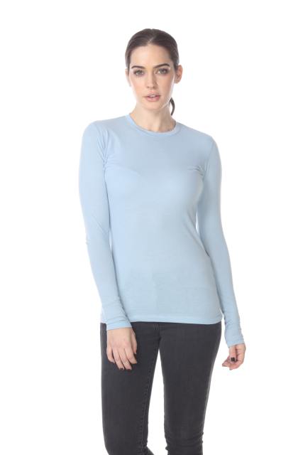 3100 Junior's Long Sleeve CVC Blended Crew Neck Tee