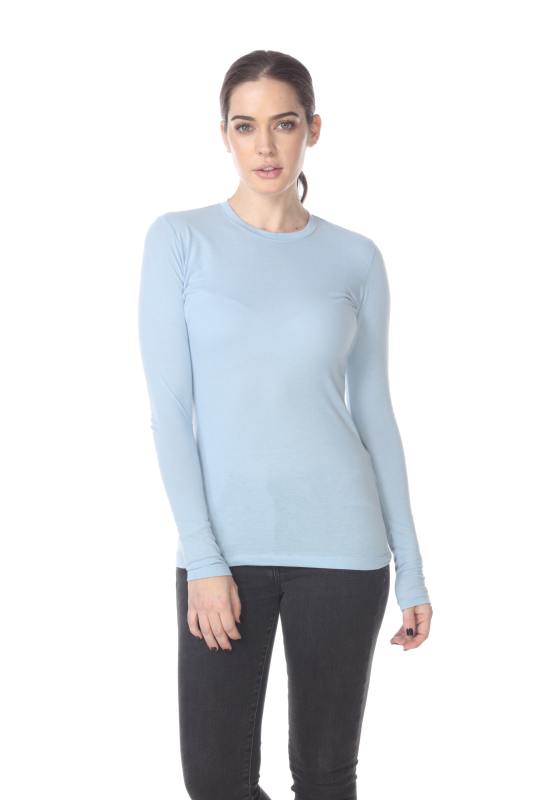 3100 Junior's Long Sleeve CVC Blended Crew Neck Tee