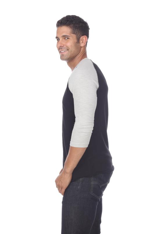 6570 Men's 3/4 Sleeve Cotton Slub Crewneck Raglan