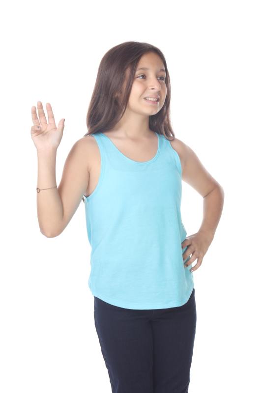 9016 Girls Curved Hem Tank Top
